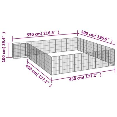 vidaXL 42-tlg. Hundelaufstall Schwarz 50x100cm Stahl Pulverbeschichtet