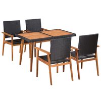 vidaXL 5-tlg. Garten-Essgruppe Poly Rattan Schwarz und Braun