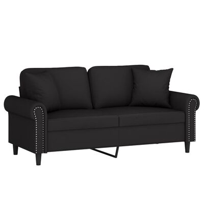 vidaXL 2-Sitzer-Sofa mit Zierkissen Schwarz 140 cm Samt