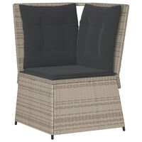 vidaXL Garten-Ecksofa mit Kissen Hellgrau Poly Rattan