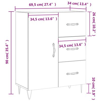 vidaXL Sideboard Räuchereiche 69,5x34x90 cm Holzwerkstoff