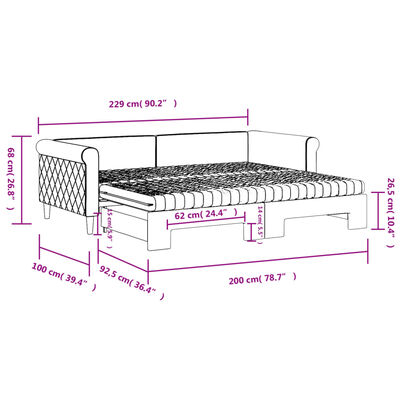 vidaXL Tagesbett Ausziehbar mit Matratzen Dunkelgrau 90x200 cm Samt