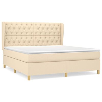 vidaXL Boxspringbett mit Matratze Creme 160x200 cm Stoff