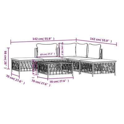 vidaXL 6-tlg. Garten-Lounge-Set mit Kissen Anthrazit Stahl