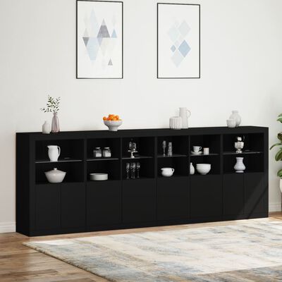 vidaXL Sideboard mit LED-Leuchten Schwarz 283x37x100 cm