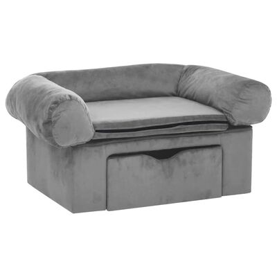 vidaXL Hundesofa mit Schublade Grau 75x50x38 cm Plüsch