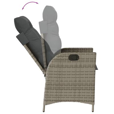 vidaXL 9-tlg. Garten-Essgruppe mit Kissen Grau Poly Rattan