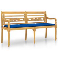 vidaXL Batavia-Bank mit Blauem Kissen 150 cm Massivholz Teak