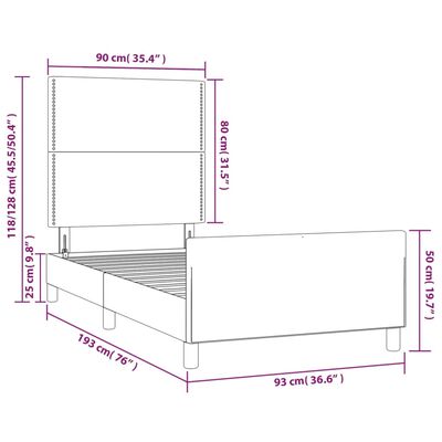 vidaXL Bettgestell mit Kopfteil Schwarz 90x190 cm Stoff