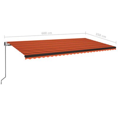 vidaXL Markise Automatisch Einziehbar 600x350 cm Orange und Braun