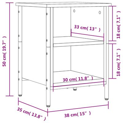 vidaXL Schuhregal Räuchereiche 38x35x50 cm Holzwerkstoff