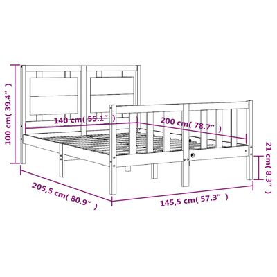 vidaXL Massivholzbett ohne Matratze Weiß 140x200 cm Kiefernholz