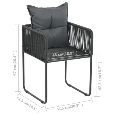 vidaXL 3-tlg. Garten-Essgruppe PVC Rattan Schwarz