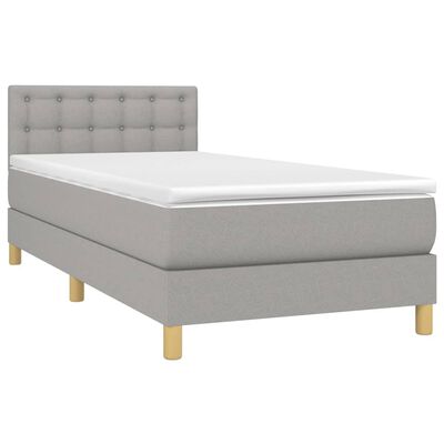 vidaXL Boxspringbett mit Matratze Hellgrau 90x190 cm Stoff