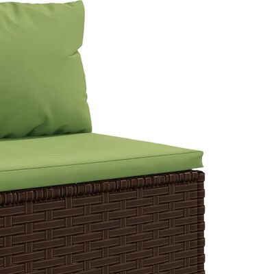 vidaXL 7-tlg. Garten-Lounge-Set mit Kissen Braun Poly Rattan