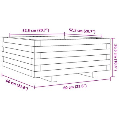 vidaXL Pflanzkübel Wachsbraun 60x60x26,5 cm Massivholz Kiefer