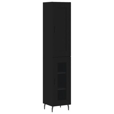 vidaXL Highboard Schwarz 34,5x34x180 cm Holzwerkstoff