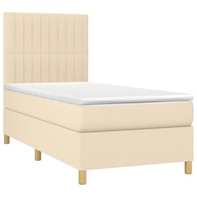 vidaXL Boxspringbett mit Matratze Creme 90x190 cm Stoff