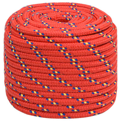 vidaXL Bootsseil Rot 16 mm 100 m Polypropylen