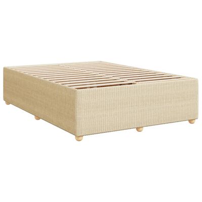 vidaXL Boxspringbett mit Matratze Creme 160x200 cm Stoff