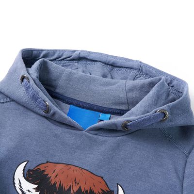 Kinder-Kapuzenpullover Blau Melange 128