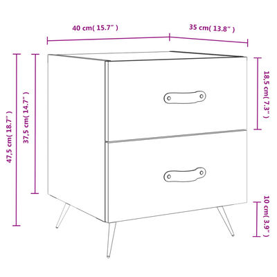 vidaXL Nachttisch Betongrau 40x35x47,5 cm Holzwerkstoff