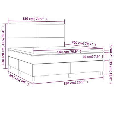 vidaXL Boxspringbett mit Matratze Weiß 180x200 cm Kunstleder