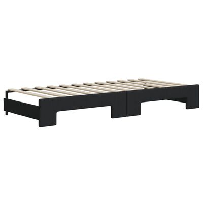 vidaXL Tagesbett Ausziehbar mit Matratzen Schwarz 100x200 cm Stoff