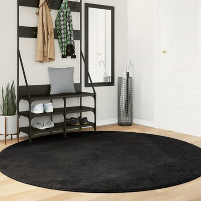 vidaXL Teppich HUARTE Kurzflor Weich und Waschbar Schwarz Ø 200 cm