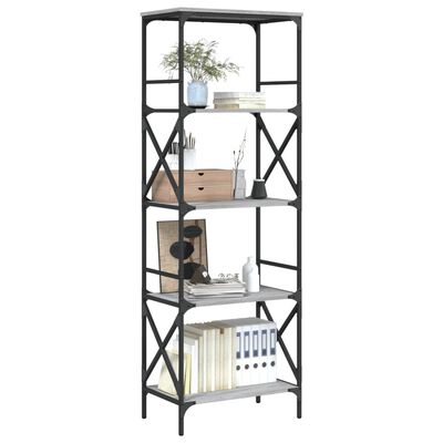 vidaXL Bücherregal 5 Böden Grau Sonoma 59x35x171 cm Holzwerkstoff