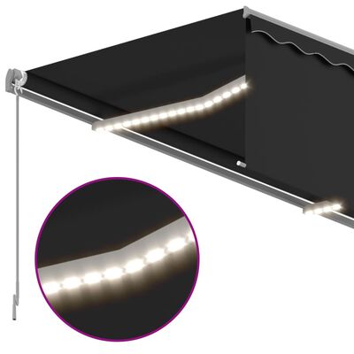 vidaXL Markise Manuell Einziehbar mit Rollo & LED 3,5x2,5 m Anthrazit