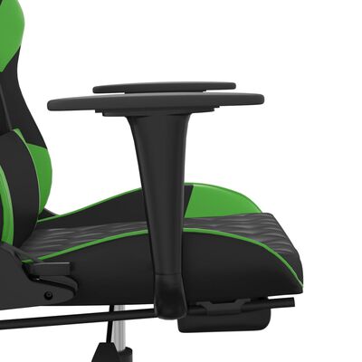 vidaXL Gaming-Stuhl mit Massage & Fußstütze Schwarz & Grün Kunstleder