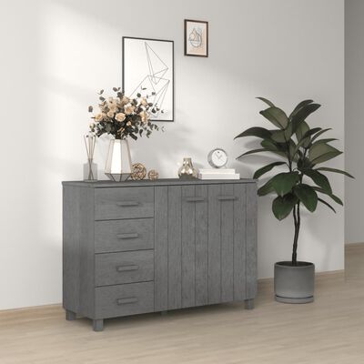 vidaXL Sideboard HAMAR Dunkelgrau 113x40x80 cm Massivholz Kiefer