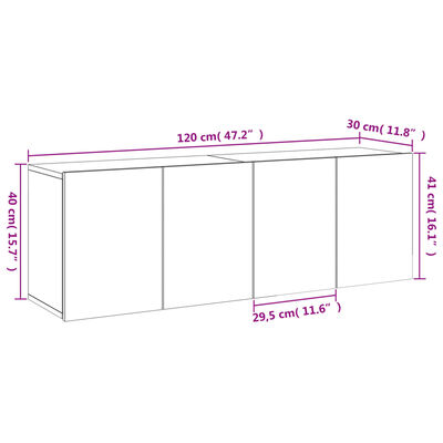 vidaXL TV-Wandschränke 2 Stk. Grau Sonoma 60x30x41 cm