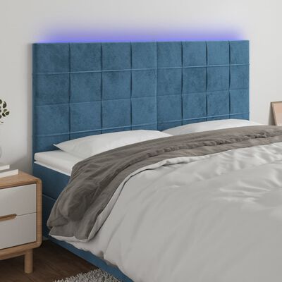 vidaXL LED Kopfteil Dunkelblau 160x5x118/128 cm Samt