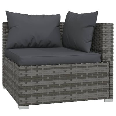 vidaXL 9-tlg. Garten-Lounge-Set mit Kissen Grau Poly Rattan