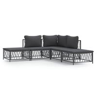 vidaXL 5-tlg. Garten-Lounge-Set mit Kissen Anthrazit Stahl