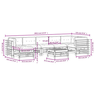 vidaXL 8-tlg. Garten-Lounge-Set mit Kissen Massivholz Douglasie