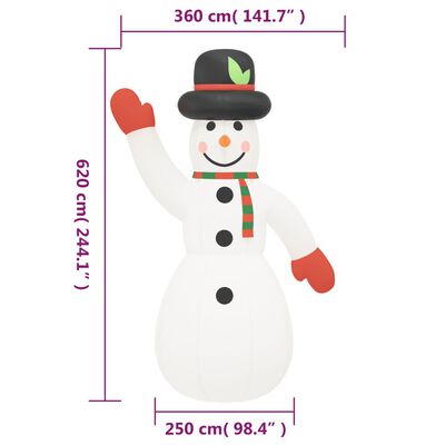 vidaXL Aufblasbarer Schneemann mit LEDs 620 cm