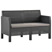 vidaXL 2-Sitzer Gartensofa mit Kissen Anthrazit PP Rattan