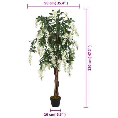 vidaXL Glyzinienbaum Künstlich 840 Blätter 120 cm Grün und Weiß