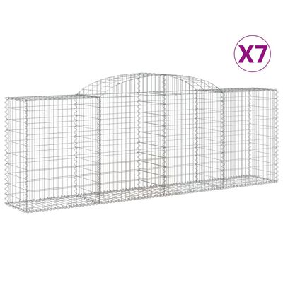 vidaXL Gabionen mit Hochbogen 7 Stk. 300x50x100/120cm Verzinktes Eisen