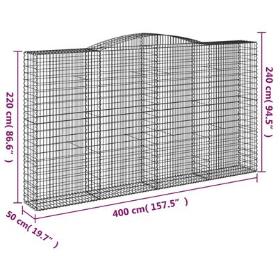 vidaXL Gabionen mit Hochbogen 15Stk. 400x50x220/240cm Verzinktes Eisen