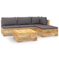 vidaXL 5-tlg. Garten-Lounge-Set mit Kissen Massivholz Teak