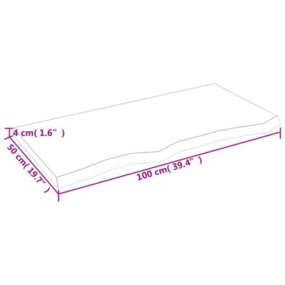 vidaXL Waschtischplatte Dunkelbraun 100x50x(2-4)cm Massivholz