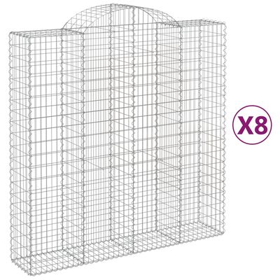 vidaXL Gabionen mit Hochbogen 8 Stk. 200x50x200/220cm Verzinktes Eisen