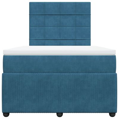 vidaXL Boxspringbett mit Matratze Blau 120x190 cm Samt