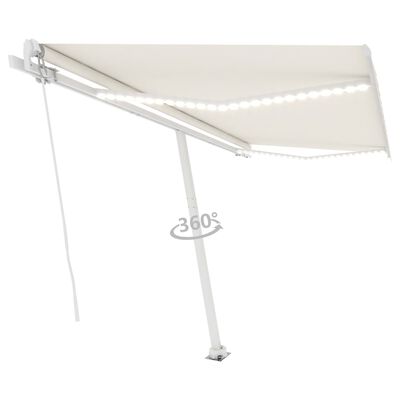 vidaXL Markise Manuell Einziehbar mit LED 450x300 cm Creme