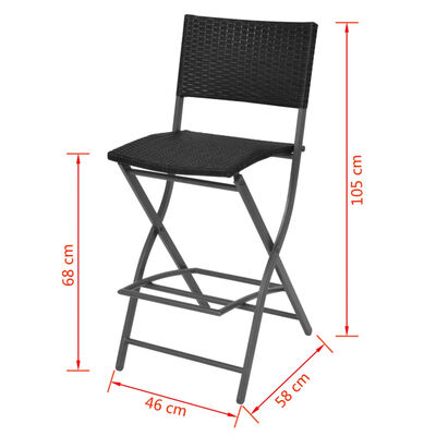 vidaXL 5-tlg. Garten-Essgruppe Klappbar Stahl Poly Rattan Schwarz