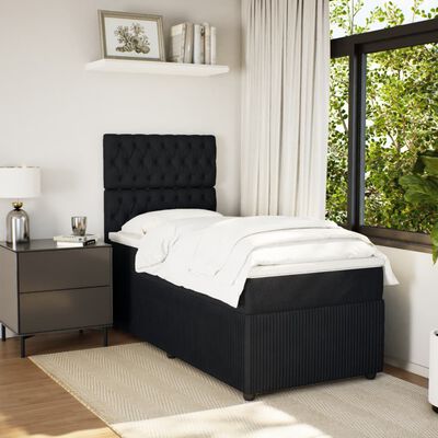 vidaXL Boxspringbett mit Matratze Schwarz 90x190 cm Samt